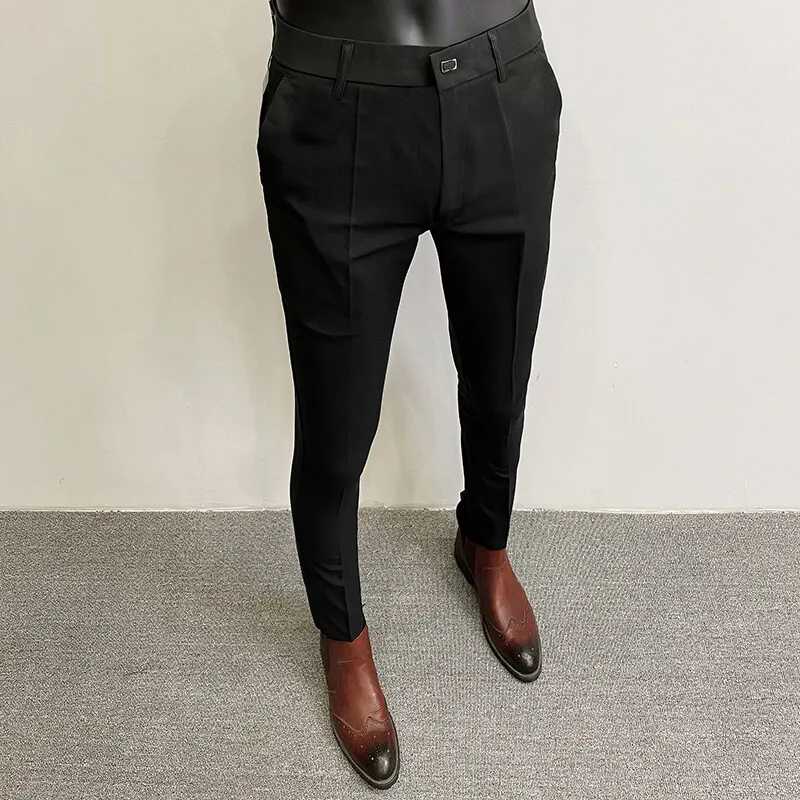 Мужской костюм, брюки, платье, Pantalone Hombre, стрейч, тонкие официальные брюки, Cal&ccedil;a Masculina, однотонные повседневные брюки, модная мужская одежда Пиджаки и костюмы