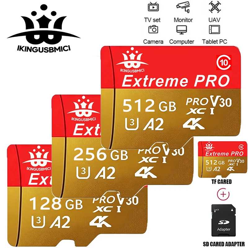 Карта памяти Speed Boost повышенной прочности и скорости Micro SD/TF 32ГБ/64ГБ/256ГБ/512ГБ для GoPro, камер и дронов Хранение данных