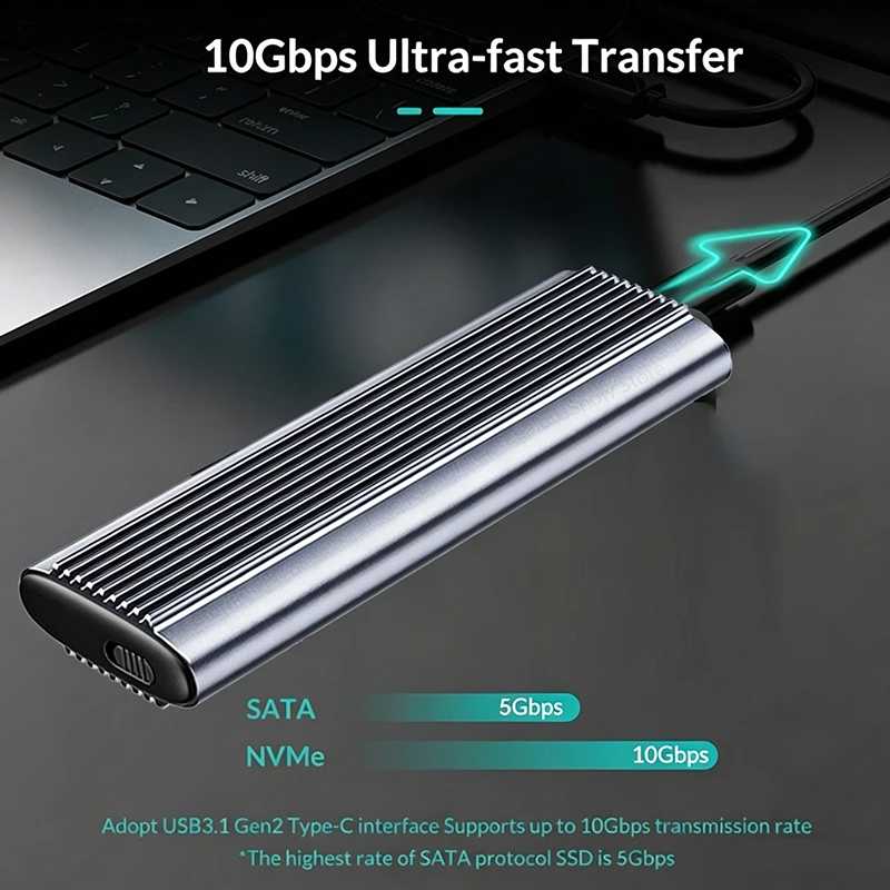 Фотография №1 товара Внешний корпус KEBIDUMEI M.2 NVMe SATA SSD с двумя портами,