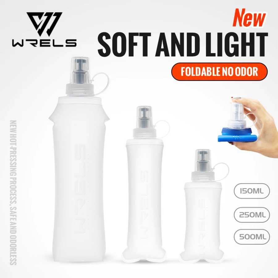 WRELS Складная складная бутылка для воды Бутылка для беговой воды Мягкая колба ТПУ без BPA Кемпинг Туризм Путешествия Складная бутылка для воды Кемпинг и походы