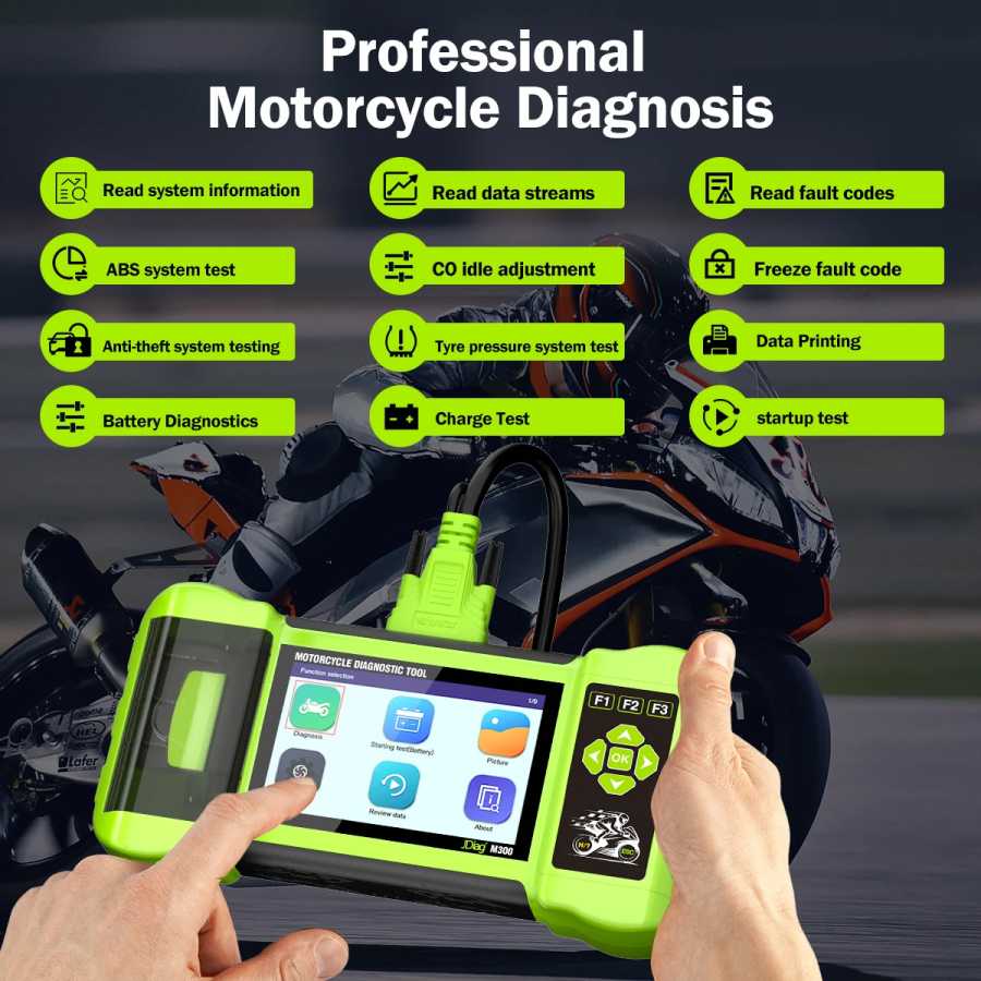 Фотография №1 товара Диагностический сканер JDiag M300 OBD2 для мотоциклов, считыватель кодов неисправностей