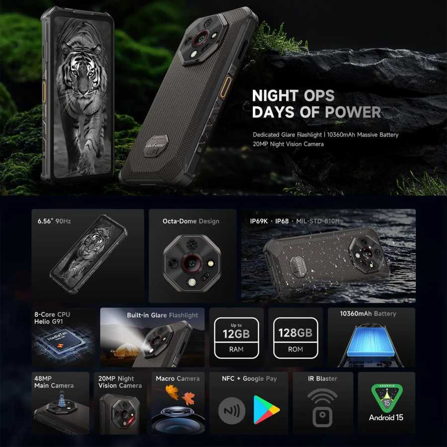Фотография №1 товара Прочный смартфон Ulefone Armor X16, аккумулятор 10360 мАч, 128 ГБ