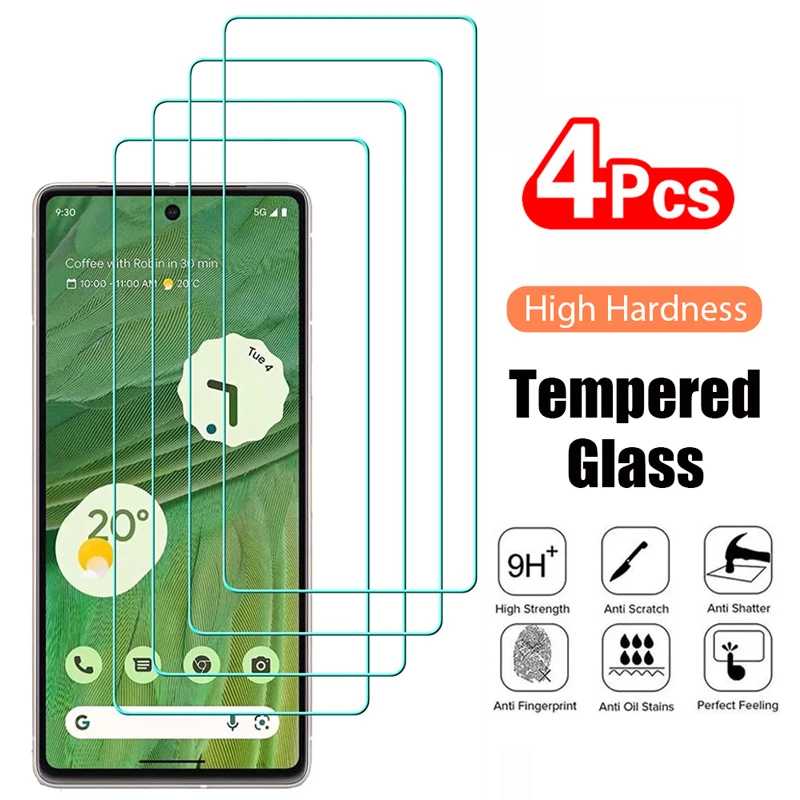 4 шт. закаленное стекло для Google Pixel 9 10 8 Pro 9A 8A 7 7A 6 6A 5 4A 4 XL 3 защитная прозрачная защитная пленка для экрана Защитная пленка для мобильного телефона