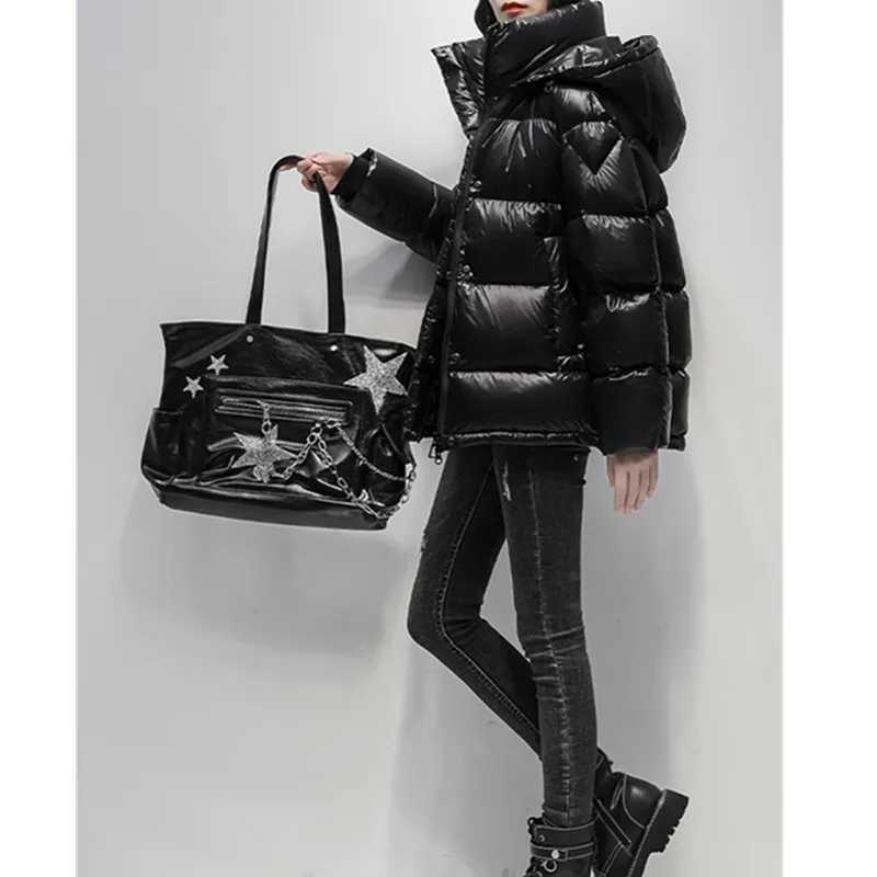 Фотография №4 товара Short Glossy Down Jacket For women Winter 2025 New Korean