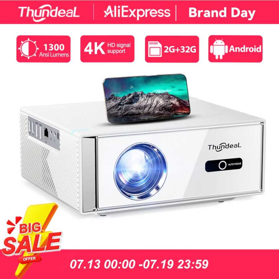 ThundeaL TD95W Android проектор с разрешением Full HD 1080p WiFi Suporte 2K и 4K casa cinema кинотеатра портативный смарт телевизор видео и фильмов проведение встреч светодиодный проектор TD95 ТВ, аудио- и видеотехника