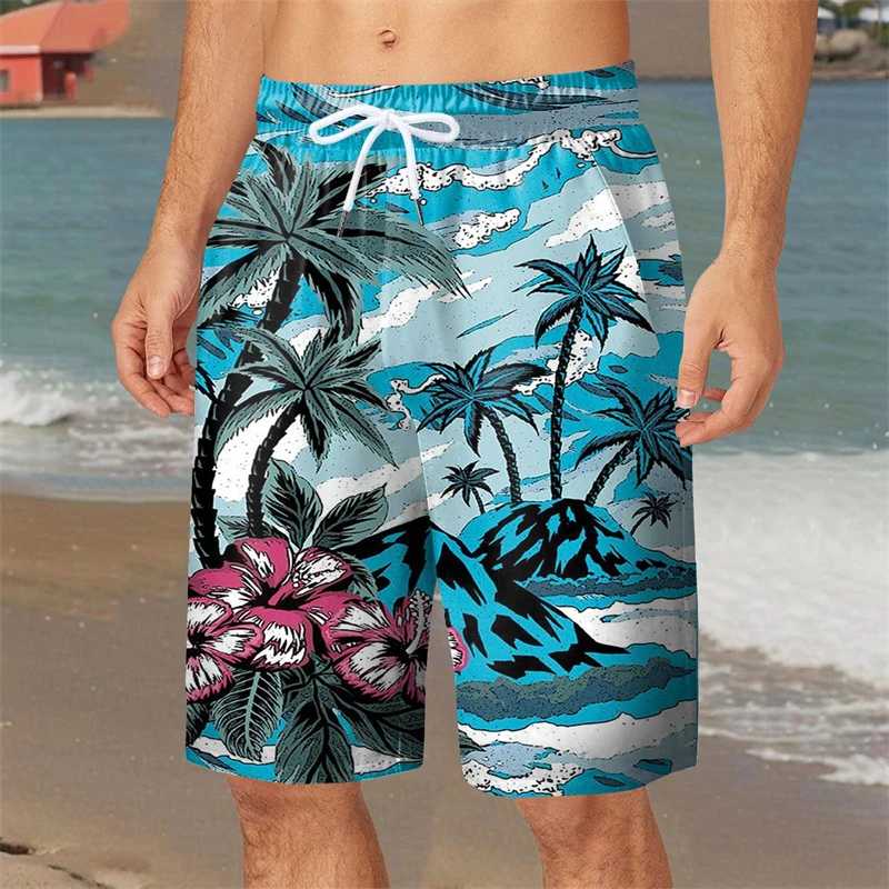 Hawaii Holiday Style 3d Printed Shorts For Men Coconut Tree Print Pattern Beach Shorts Summer Outdoor Quick Drying Board Shorts Шорты