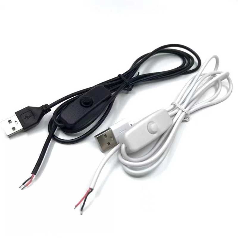 1 шт., светодиодная лента, USB-разъем, удлинитель кабеля, 2-контактный провод питания, переключатель включения/выключения, электрический провод 5 В для светодиодного освещения Электрика