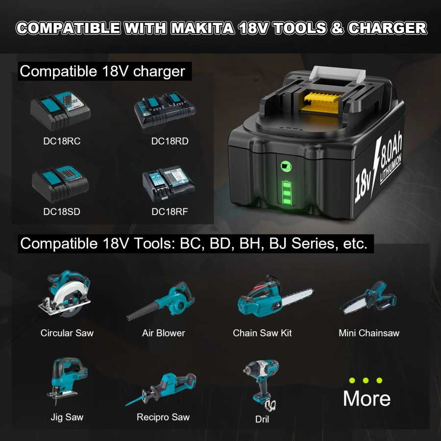 Фотография №4 товара Для Makita BL1830 аккумулятор 18 В 8000 мАч аккумулятор BL1830