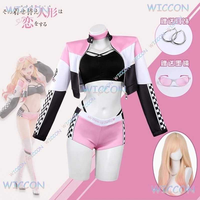 Аниме My Dress Up Darling парик гоночный костюм реквизит крутая уличная одежда для девочек платье Марин Китагава косплей костюм костюмы для Хэллоуина Костюмы для косплея