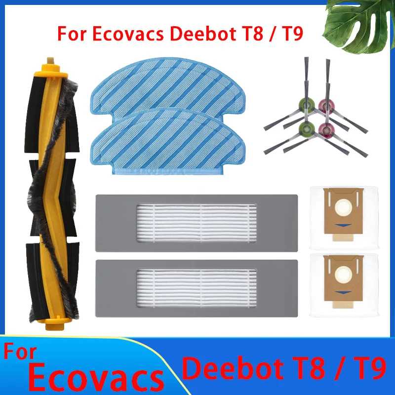 Для ECOVACS Deebot T9 AIVI T8 AIVI N8 Pro, детали мешка для пыли, основная боковая щетка, HEPA-фильтр, запасные аксессуары для робота-пылесоса Запчасти для бытовой техники