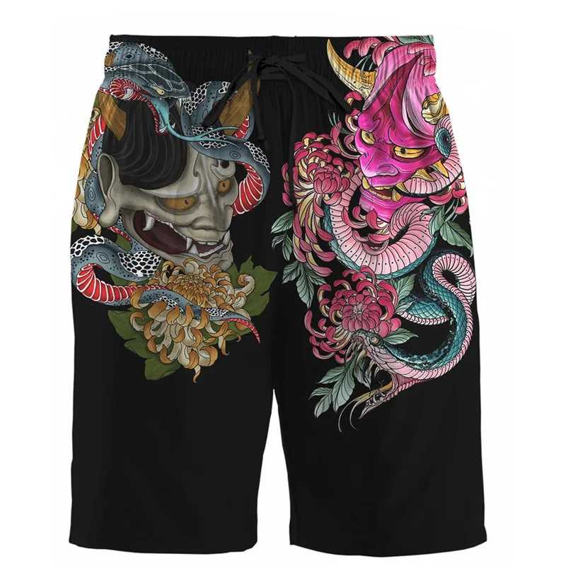 Trend Japanese Samurai Pattern Beach Shorts Summer Fashion Cool Mens Kids 3D Printed Swim Trunks Loose Streetwear Harajuku Pants Шорты