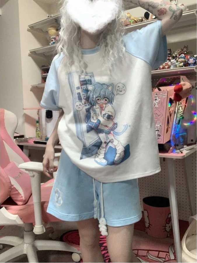 Фотография №2 товара HOUZHOU Kawaii милые женские шорты на шнуровке с милым мультяшным
