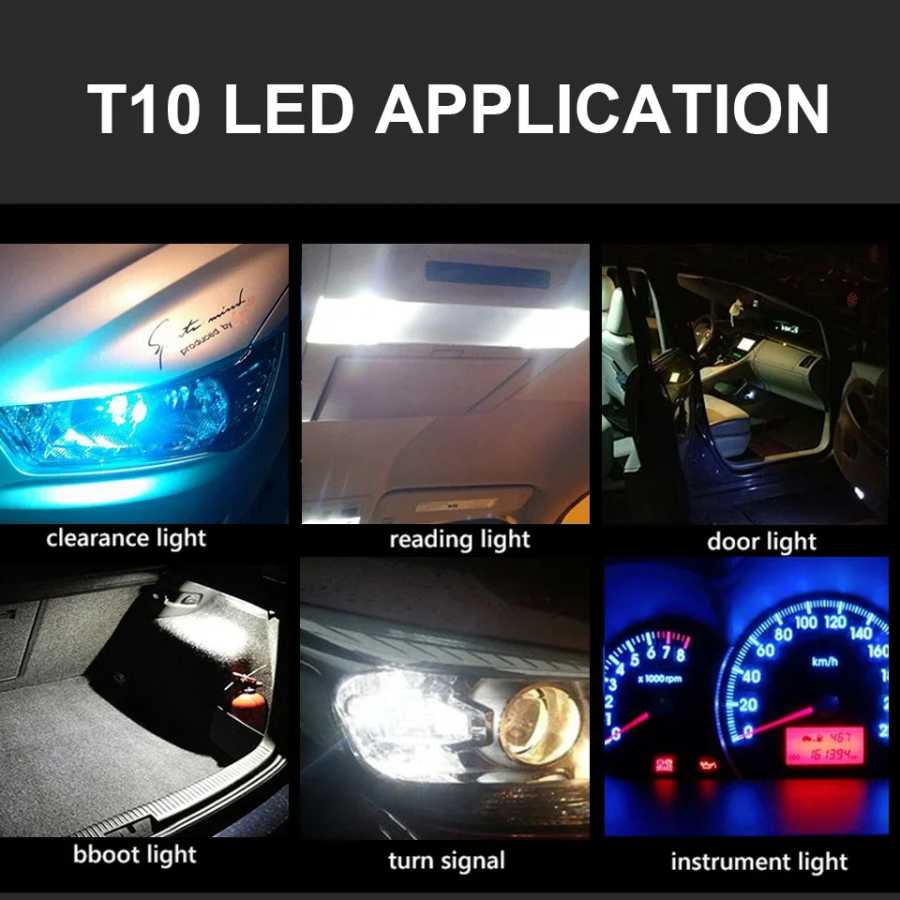 Фотография №4 товара 2xНовейший W5W Led T10 Автомобильный светильник COB Стекло Белый Авто