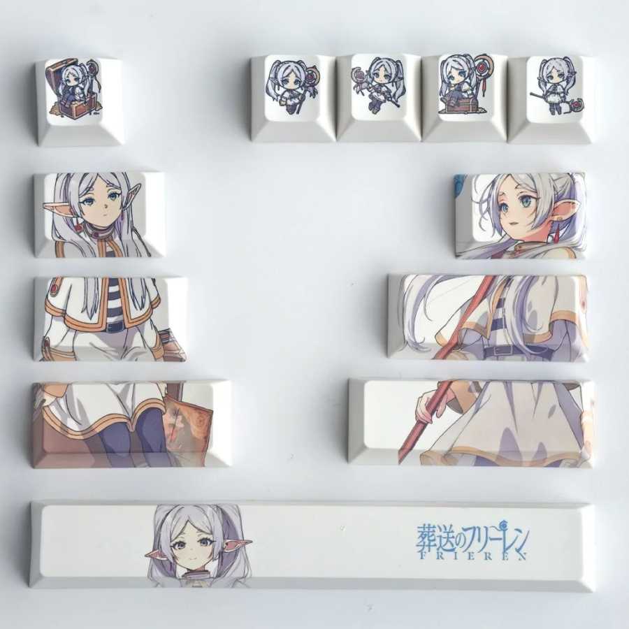 Колпачки для клавиш Frieren, 12 шт., Cherry PBT, персонализированные колпачки для клавиш Frieren: Beyond Journey's End, механические колпачки для клавиатуры в стиле аниме Компьютерная периферия