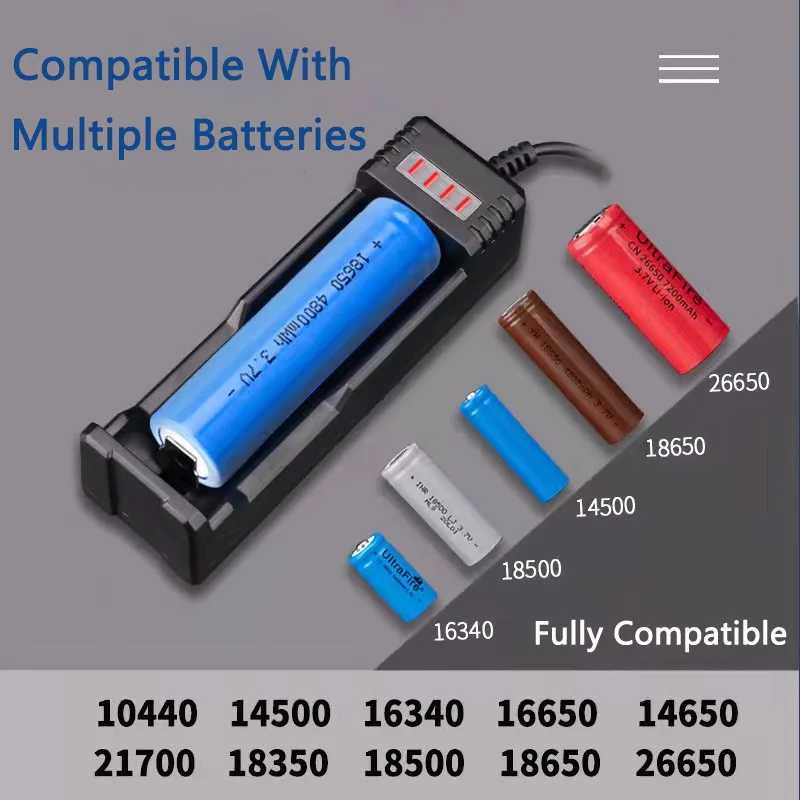 Универсальное USB-умное зарядное устройство с одним слотом 26650 10440 14500 18650, литиевое зарядное устройство, игрушечный фонарик, 3,7 В-4,2 В, внешний аккумулятор для освещения Аксессуары и запчасти