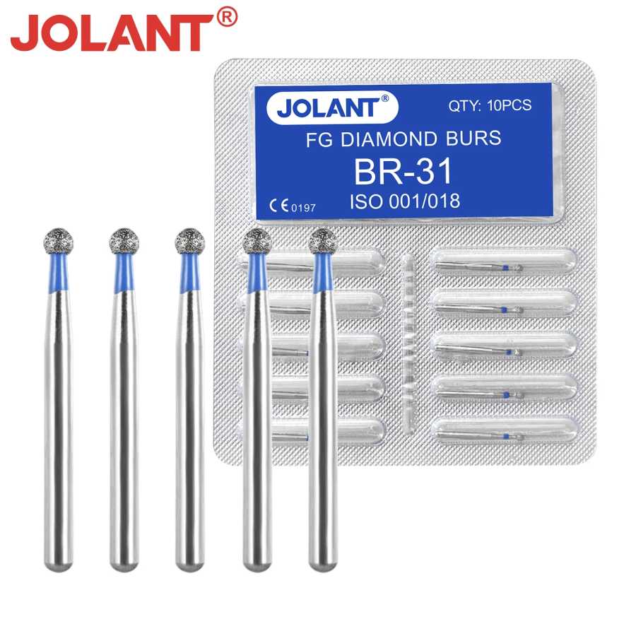 JOLANT 10 шт./упак. стоматологические алмазные боры, дрель FG 1,6 мм, стоматологическая диаметр-бура для высокоскоростного наконечника, стоматологические инструменты, 110 размеров Стоматологические материалы