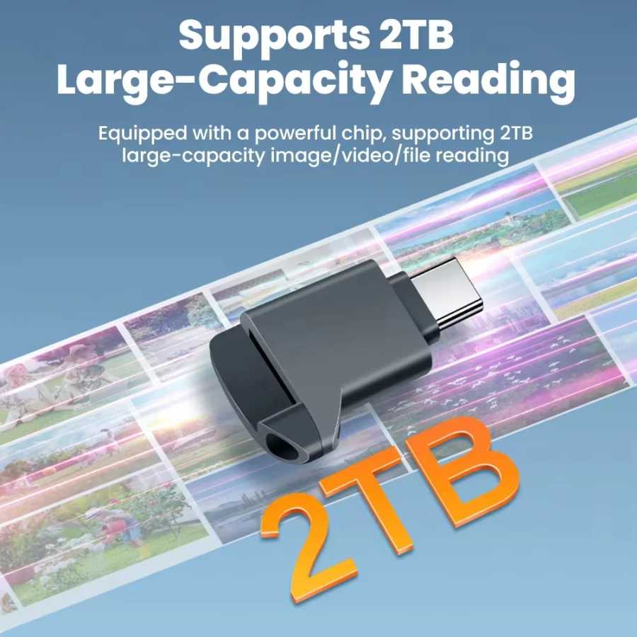Фотография №1 товара Мини-кардридер TF Type-C 2.0, внешний накопитель, черный, для карт памяти