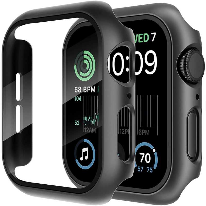 Защитное стекло+чехол для Apple Watch Series 11 10 9 8 7 6 SE 5, аксессуары, защита экрана для Apple iWatch Series 44мм 40мм 41мм 45мм 42мм 46мм Аксессуары для часов