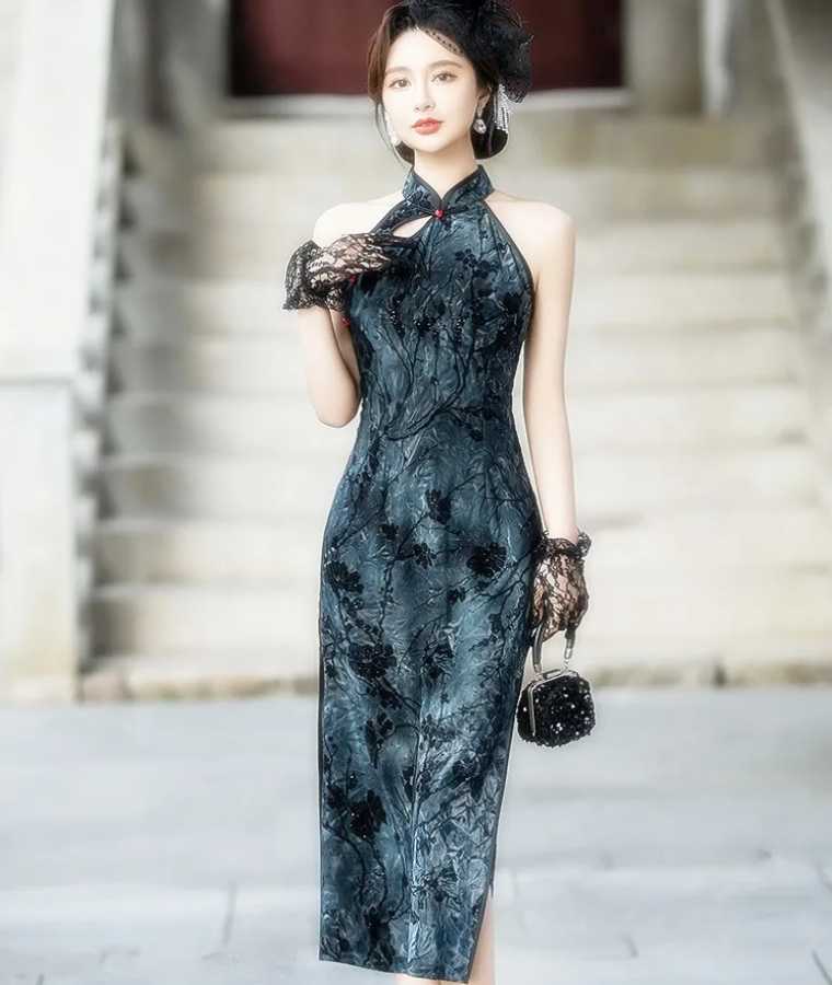 Шанхайское женское платье Cheongsam с висячим вырезом, весна-лето, сексуальное черное платье для молодой женщины, улучшенный этикетный халат в OrientTown TP087 Этническая одежда