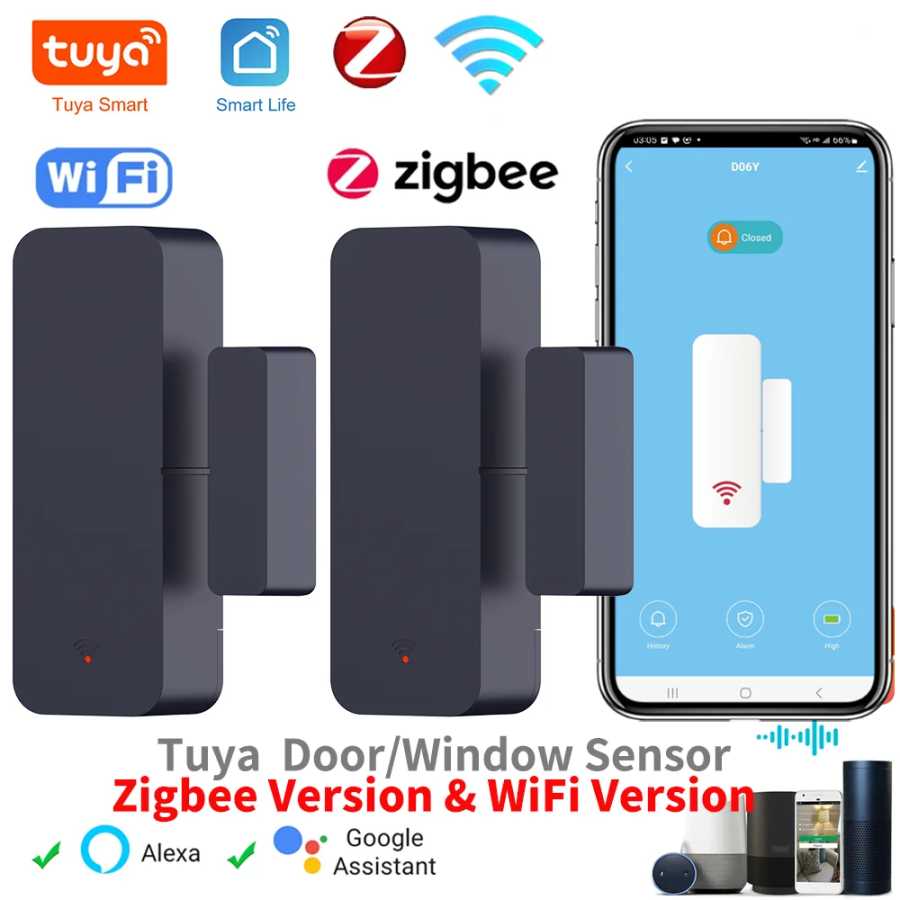 Tuya Zigbee Wi-Fi дверной датчик, датчик входа в окно, охранный магнитный датчик, сигнализация, умная жизнь, работа с Alexa Google Home Доступ к автоматизации здания