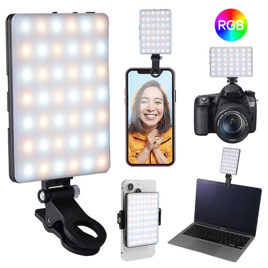 Мини заполняющий свет RGB LED прямой карманный видео фото освещение карманный клип для живого видеоблога для телефона iPhone iPad ноутбук камера Аксессуары для фотосъемки на мобильный телефон