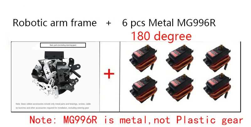 Фотография №5 товара 6-дюймовый робот-манипулятор MG996, механический зажим из металлического сплава, набор когтей