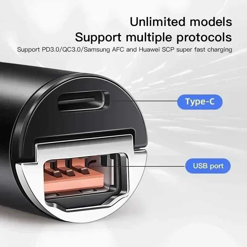 Фотография №3 товара Автомобильное зарядное устройство USB PD Type C, быстрая зарядка, быстрая