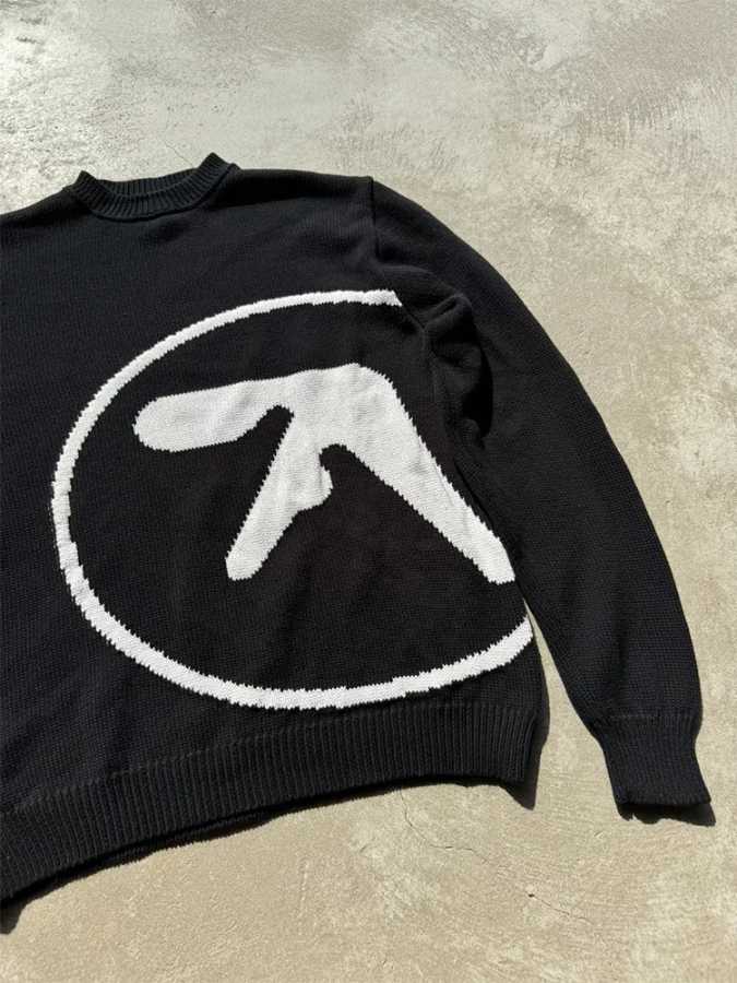 Фотография №1 товара Мужской свитер Y2K Aphex Twin Knit, пуловеры большого размера, готический