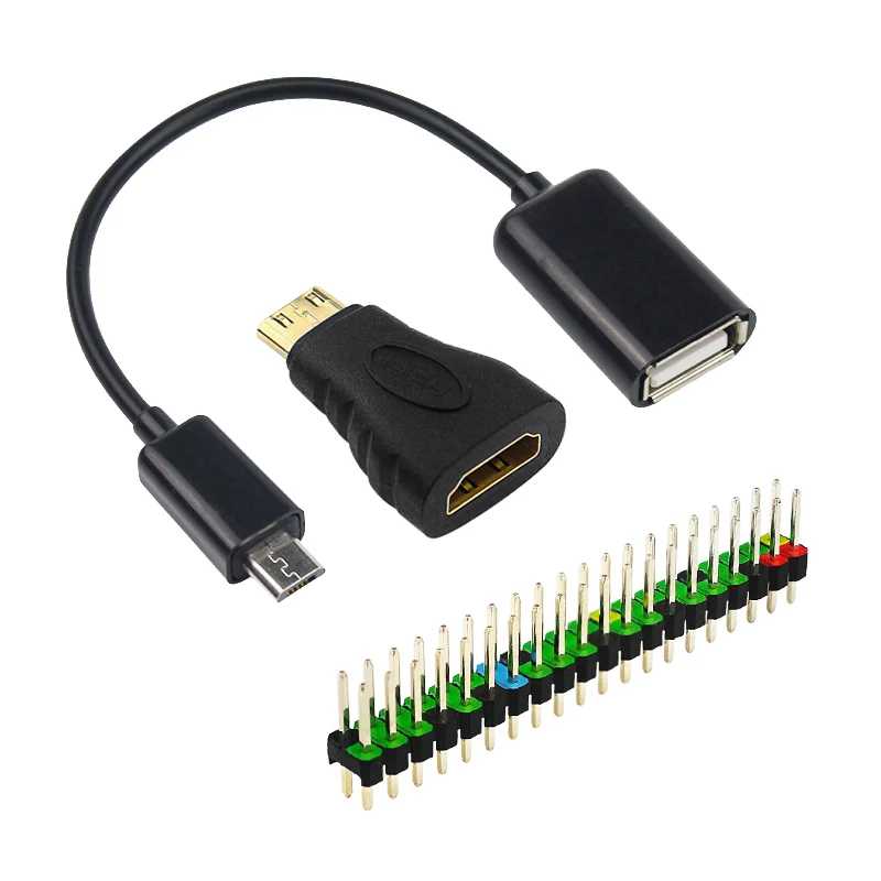 USB-адаптер OTG Raspberry Pi Zero, совместимый с Mini HDMI конвертер и 40-контактный разъем GPIO для BPI-M2/M4 Zero Orange Pi Zero 2 Вт Компьютерные комплектующие