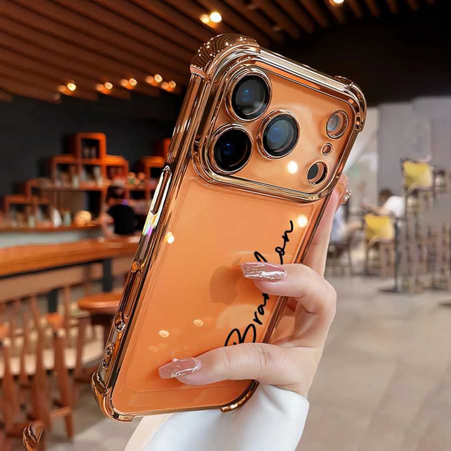 Прозрачный чехол для телефона с индивидуальным покрытием для iPhone 11, 12, 13, 14, 15, 16, 17 Pro Max, акриловая защита объектива с четырьмя углами, защита от падения Чехлы и чехлы для мобильных телефонов