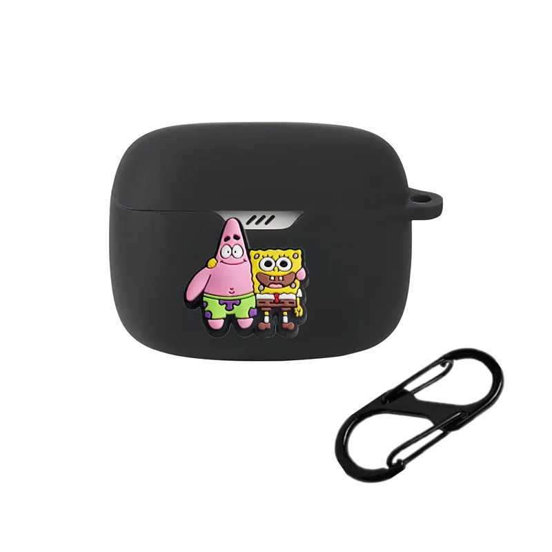 Чехол для наушников JBL Tune Beam / Buds 2 Potdemiel SpongeBob, силиконовый защитный чехол для беспроводных наушников с крючком. Портативное аудио и видео