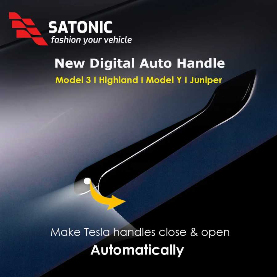 Автоматические выдвижные ручки SATONIC для Tesla Model Y и Model 3 Highland 2026 года: беспроводные, сохраняют заводские функции Новая Энергия транспортного средства Детали и аксессуары