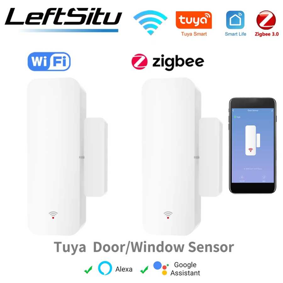 Датчик открытия/закрытия дверей и окон Tuya WiFi Zigbee3.0 для умного дома, работает с Z2MQTT, ZHA, Google Home, Alexa Доступ к автоматизации здания