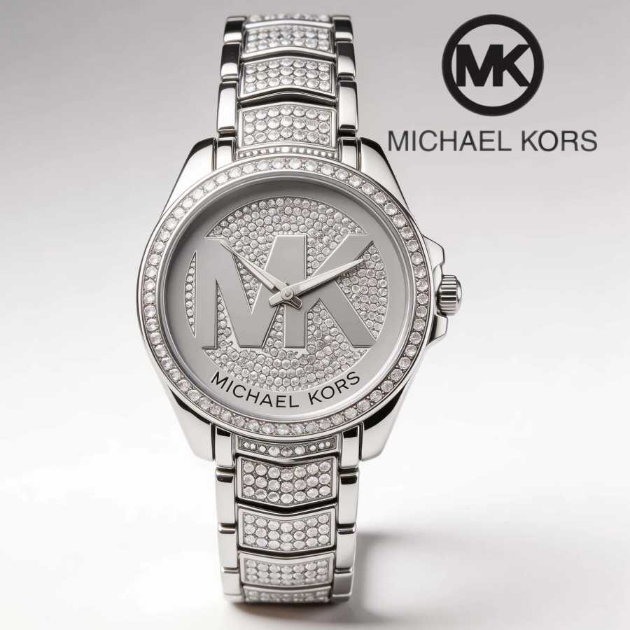 Фотография №1 товара Женские кварцевые часы Michael Kors: элегантные, инкрустированные бриллиантами, роскошные, из