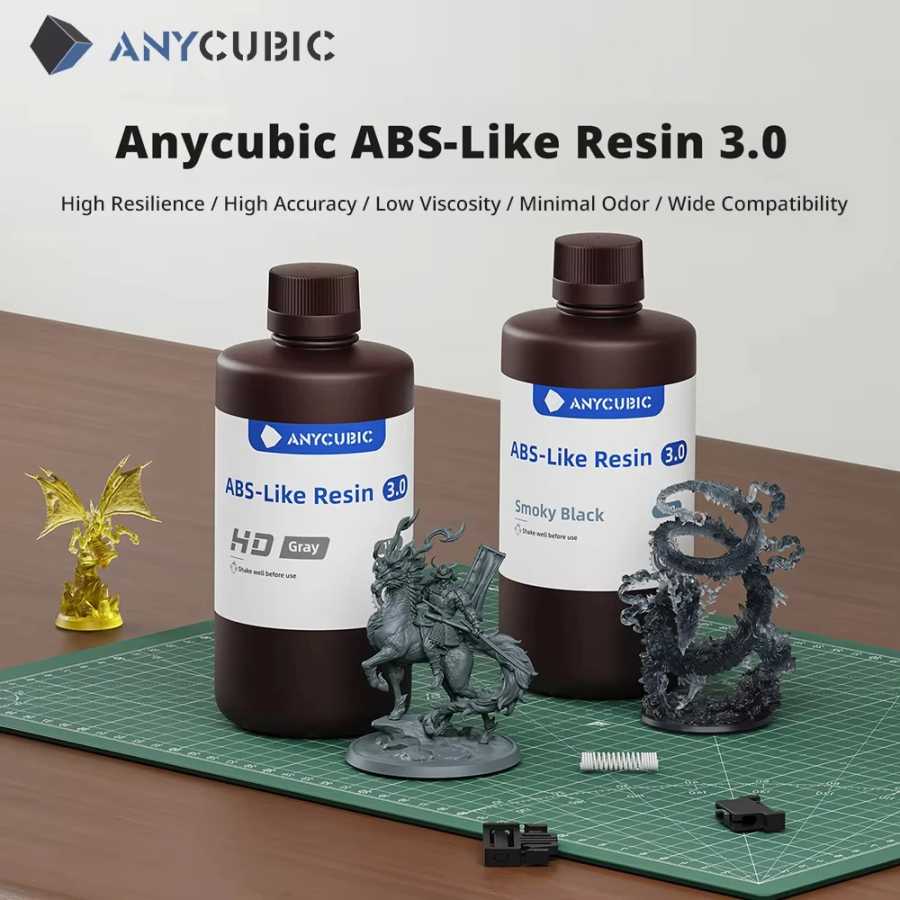 ANYCUBIC ABS-покрытая смола 3.0 для ЖК- 3D-принтера, высокоэластичная, более высокая точность с более низкой скоростью усадки, минимальный запах, моно 4 3D-печать