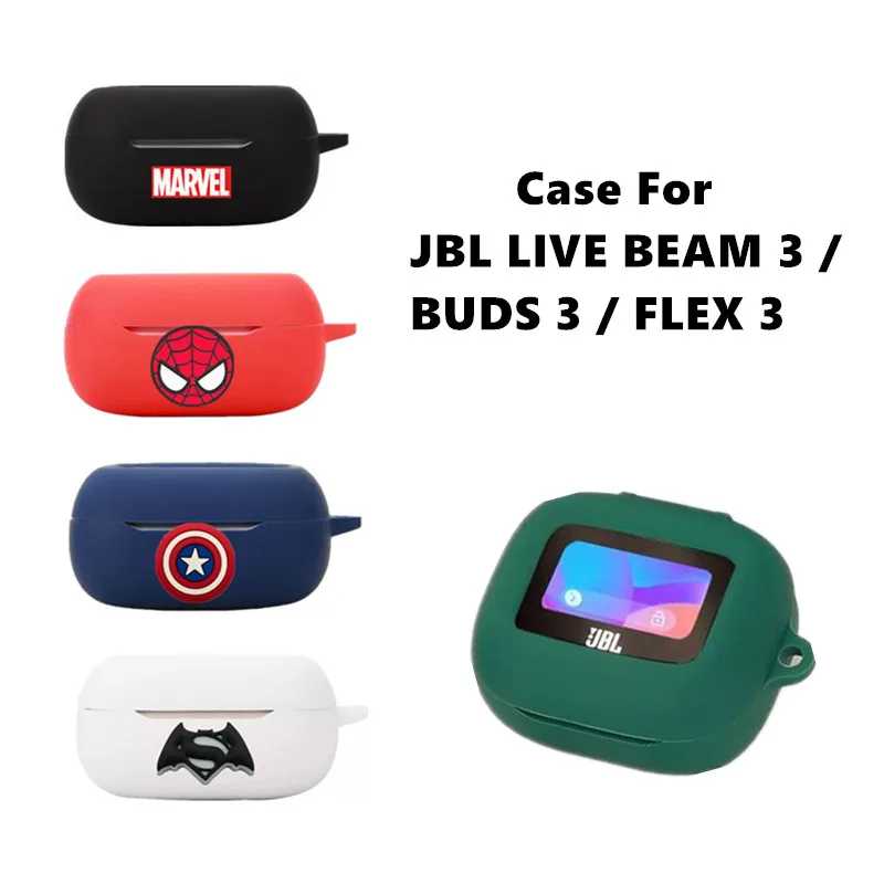 Чехол для наушников Beast Kingdom Marvel для JBL Live Beam 3, силиконовый чехол для беспроводных наушников JBL Live Flex 3/Buds 3 с крючком Портативное аудио и видео