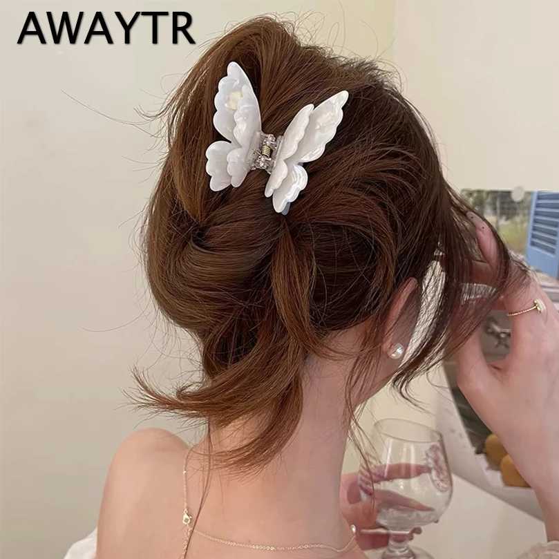 Женская заколка для волос AWAYTR, заколка-краб из ацетата в форме бабочки, аксессуар для волос Аксессуары для волос