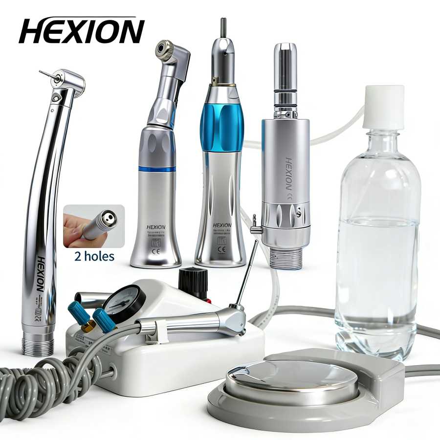 Портативный стоматологический турбинный блок HEXION с 3-ходовым шприцем и высокоскоростными/низкоскоростными наконечниками на 2/4 отверстия, работает от воздушного компрессора - Стоматологическое оборудование Стоматологические материалы