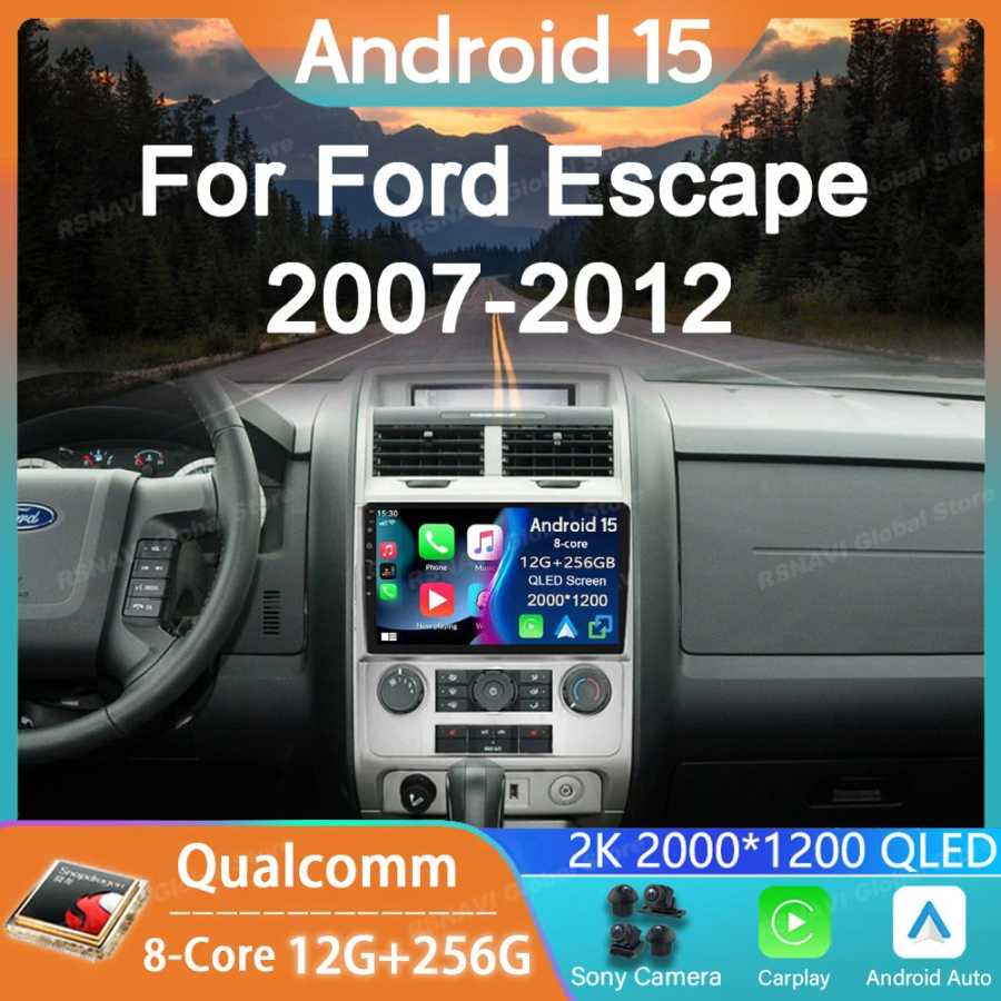 Автомобильный радиоприемник Android 15 для Ford Escape 2007, 2008, 2009, 2010, 2011, 2012, GPS Carplay, мультимедийный плеер, навигация, стерео, авто DSP QLED Автоэлектроника