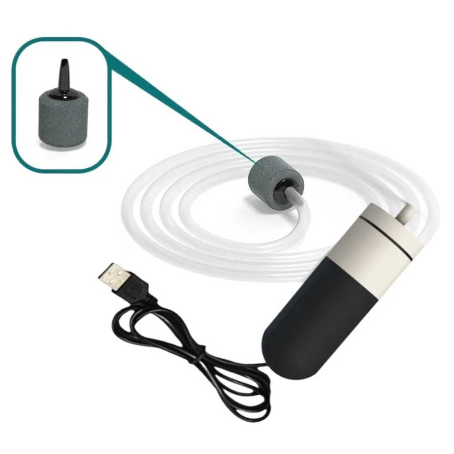 Кислородный воздушный насос с регулируемой скоростью, зарядка через USB, портативный воздушный компрессор, аэратор, противоскользящий бесшумный мини-кислородный насос для аквариума Товары для питомцев