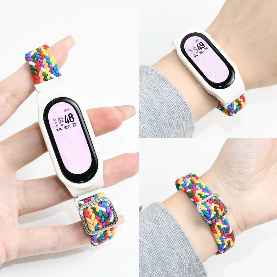 Плетеный ремешок с сольной петлей для Mi Band 8, браслет NFC. Эластичный регулируемый нейлоновый браслет для умных часов Correas для xiaomi Mi Band 8 9. Аксессуары для часов