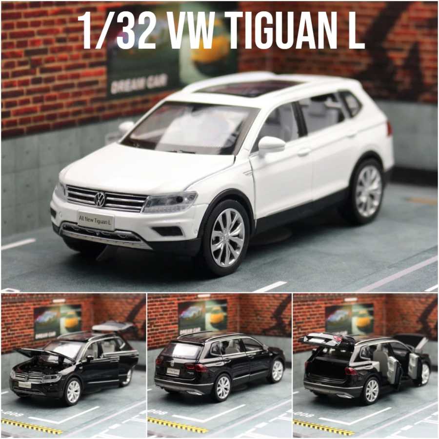 1/32 Volkswagen Tiguan L SUV, модель игрушечного автомобиля, литой под давлением сплав, миниатюрная коллекция звуков и света, подарок для детей, мальчиков и детей Играйте в транспортные средства и модели