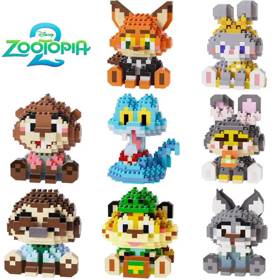 Строительные блоки Disney Zootopia, фигурки Джуди Хоппс и Ника Уайлда, модели персонажей мультфильмов, игрушки для детей, подарки. Конструкторы