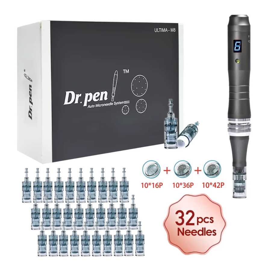 Беспроводной дермапен Dr Pen Ultima M8 с 32 картриджами, набор для ухода за кожей, аппарат для MTS-терапии, профессиональное косметологическое оборудование Косметологическое оборудование