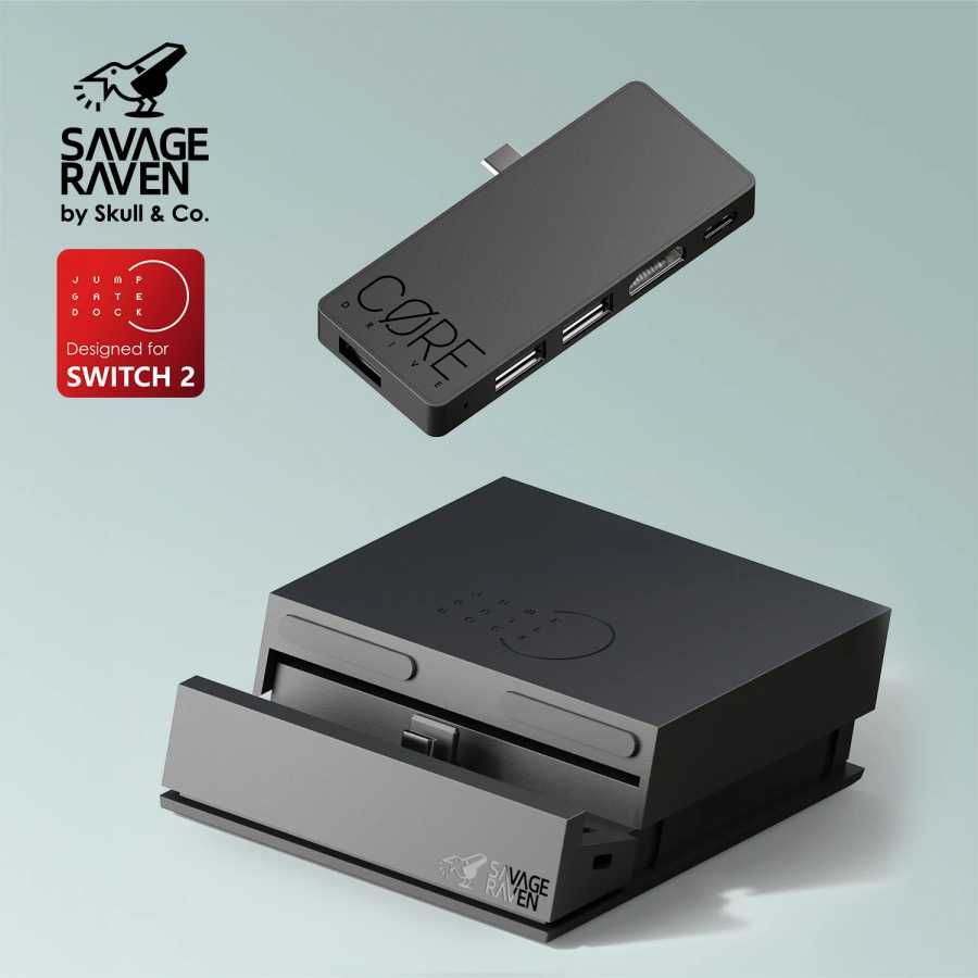 Savage Raven от Skull & Co. Jumpgate Dock USB C Hub Портативная док-станция-станция для Nintendo Switch 2 и OLED Видеоигры и аксессуары