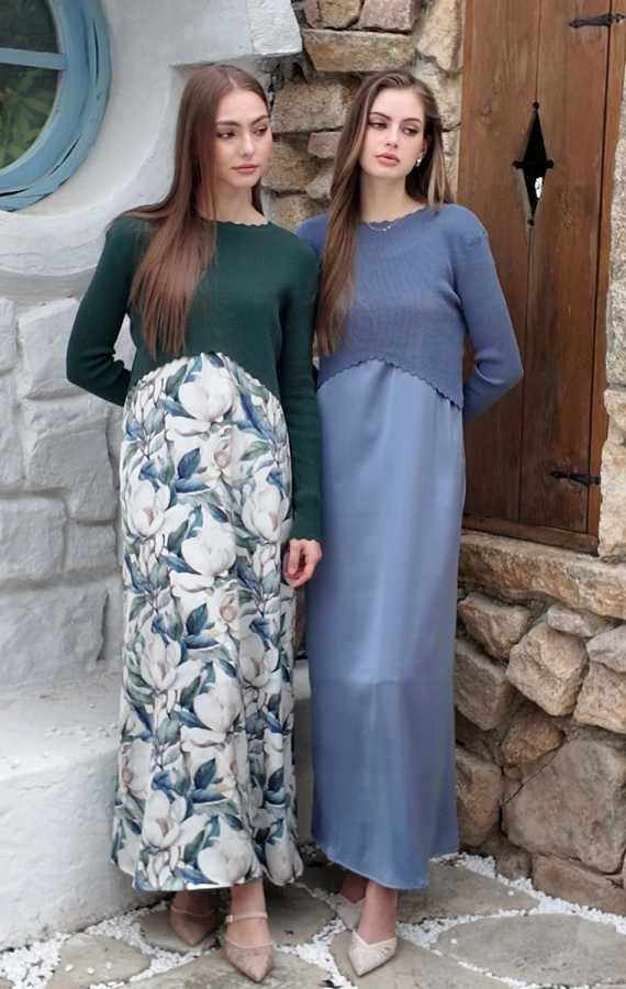 Комплект женской одежды: элегантное атласное платье-слип SS26 Luxe + вязаный топ, регулируемая длина макси, до пола Платья