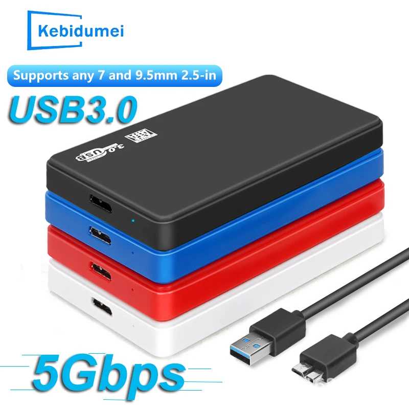 Корпус USB 3.0 для жесткого диска 2,5 дюйма SATA HDD SSD Корпус для внешнего жесткого диска 5 Гбит/с Высокоскоростной внешний жесткий диск Коробка для ПК Ноутбук PS5 Хранение данных