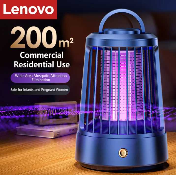 Электрическая лампа-уничтожитель комаров Lenovo, перезаряжаемая через USB, с электрическим разрядом 4500В, для дома, сада, кемпинга, использования в помещении и на улице. Наружное освещение