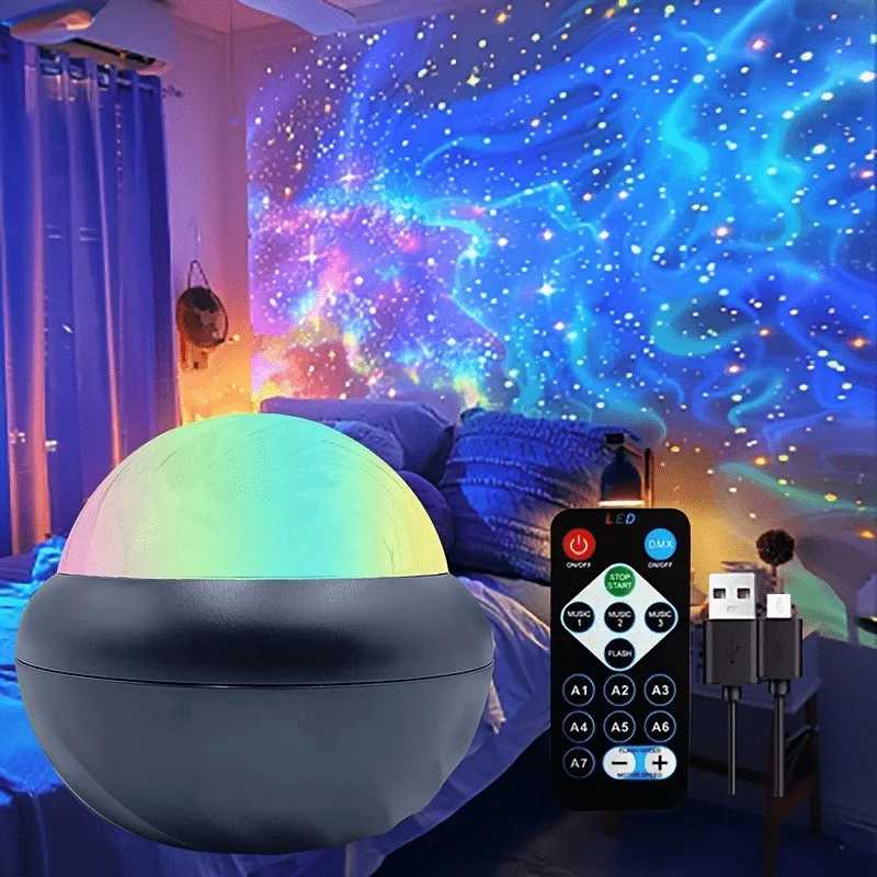 Фотография №1 товара 1 шт., ночник со звездным проектором — лампа Galaxy с