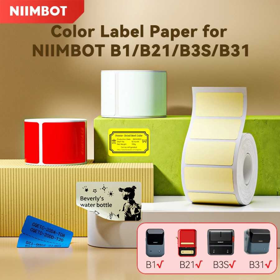 Самоклеящаяся бумага для принтера NiiMbot B1/B21/B3S/B31, красочная, устойчивая к маслам, разрыву, устойчивая к царапинам съемная бирка Бумага
